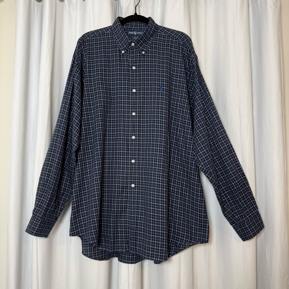 Ralph Lauren Blake XL Blue Plaid Cotton Button Down Shirt Pony Logo Men's - Picture 2 of 10